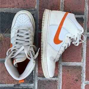 Nike Air Jordan 1 Mid White and Orange Leather High-Top Sneakers 8
